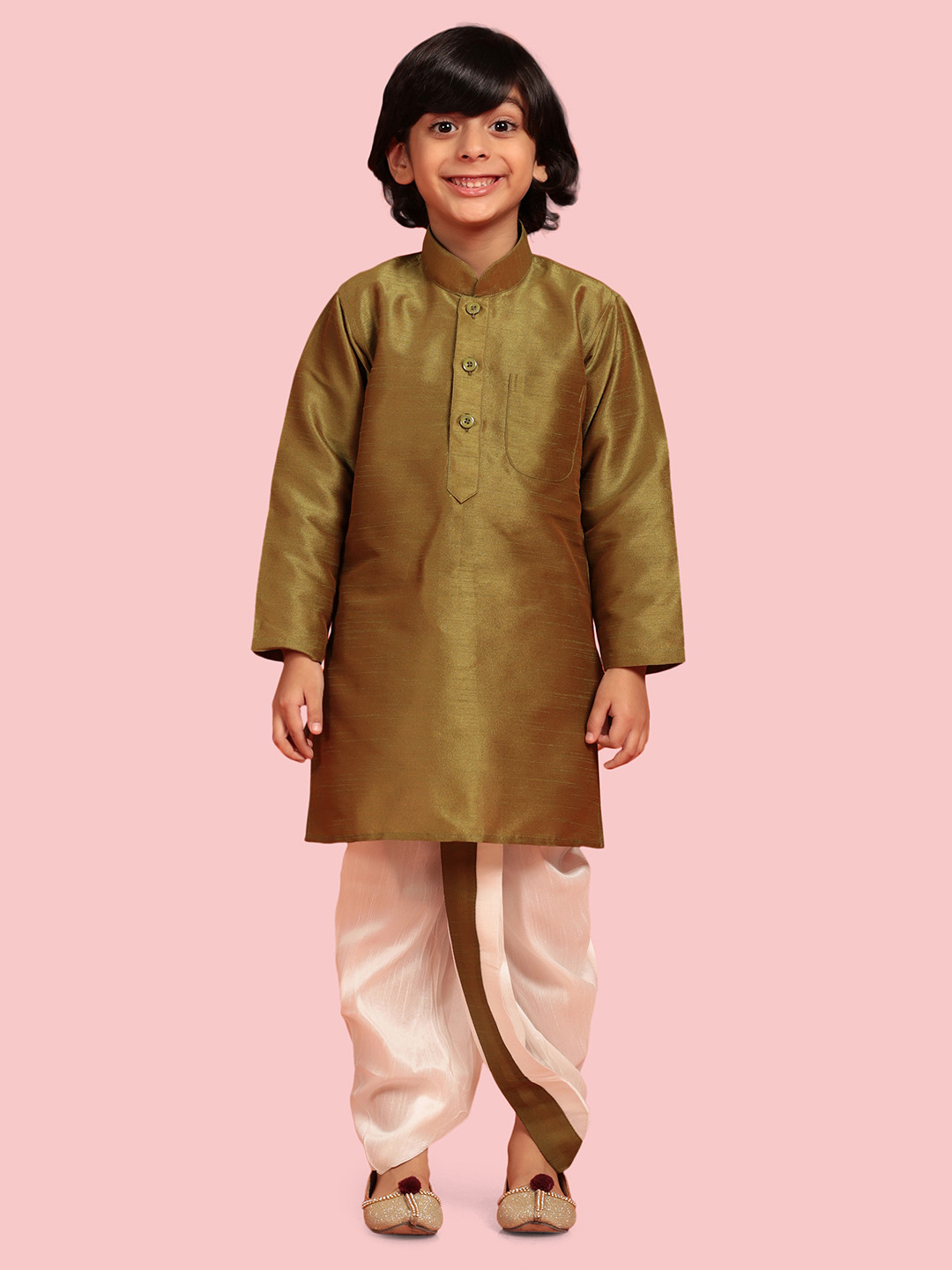 

Aj DEZInES Boys Kurta with Dhoti Pants, Olive