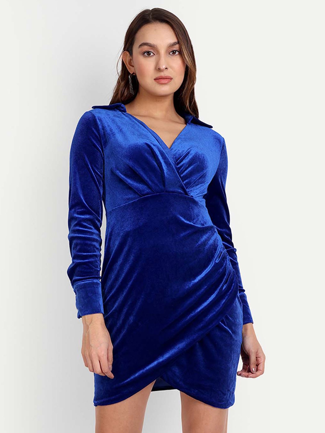 

iki chic Women Velvet Sheath Dress, Blue