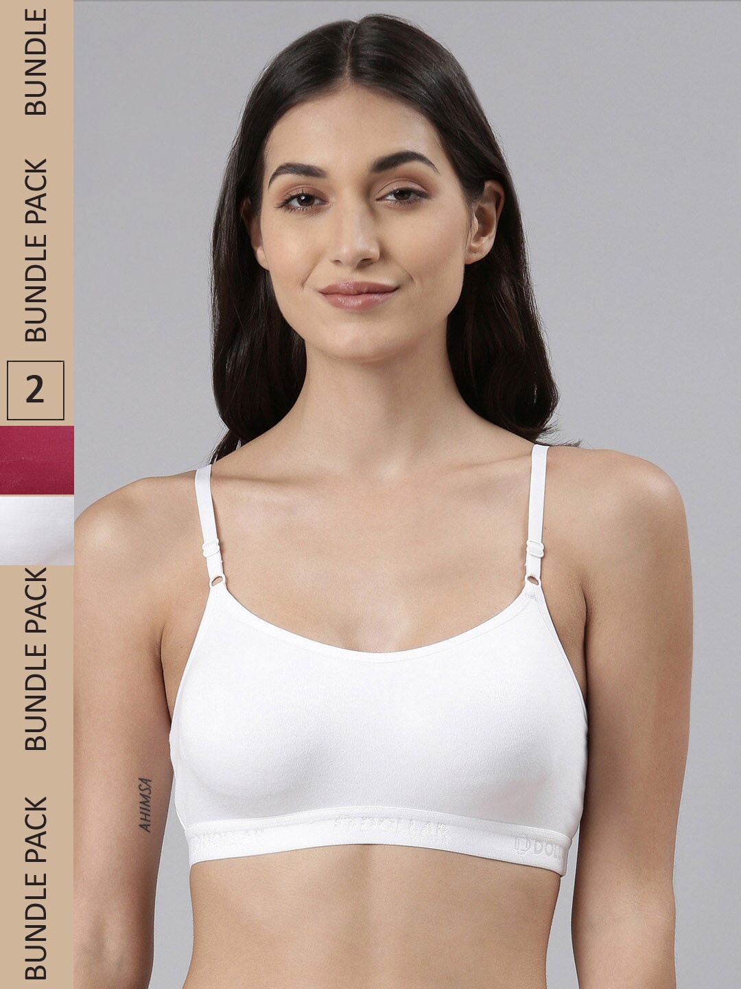 

Dollar Missy Pack of 2 Cotton Wire-Free Beginners BraDBG-4001-R3-WHT-CER-PO2, White