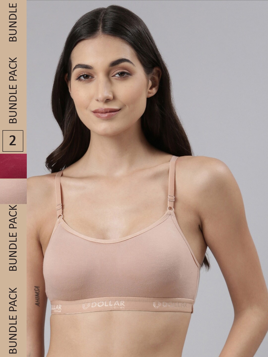 

Dollar Missy Pack of 2 Non-Padded Seamless Anti Microbial Bra DBG-4001-R3-SKN-CER-PO2, Beige