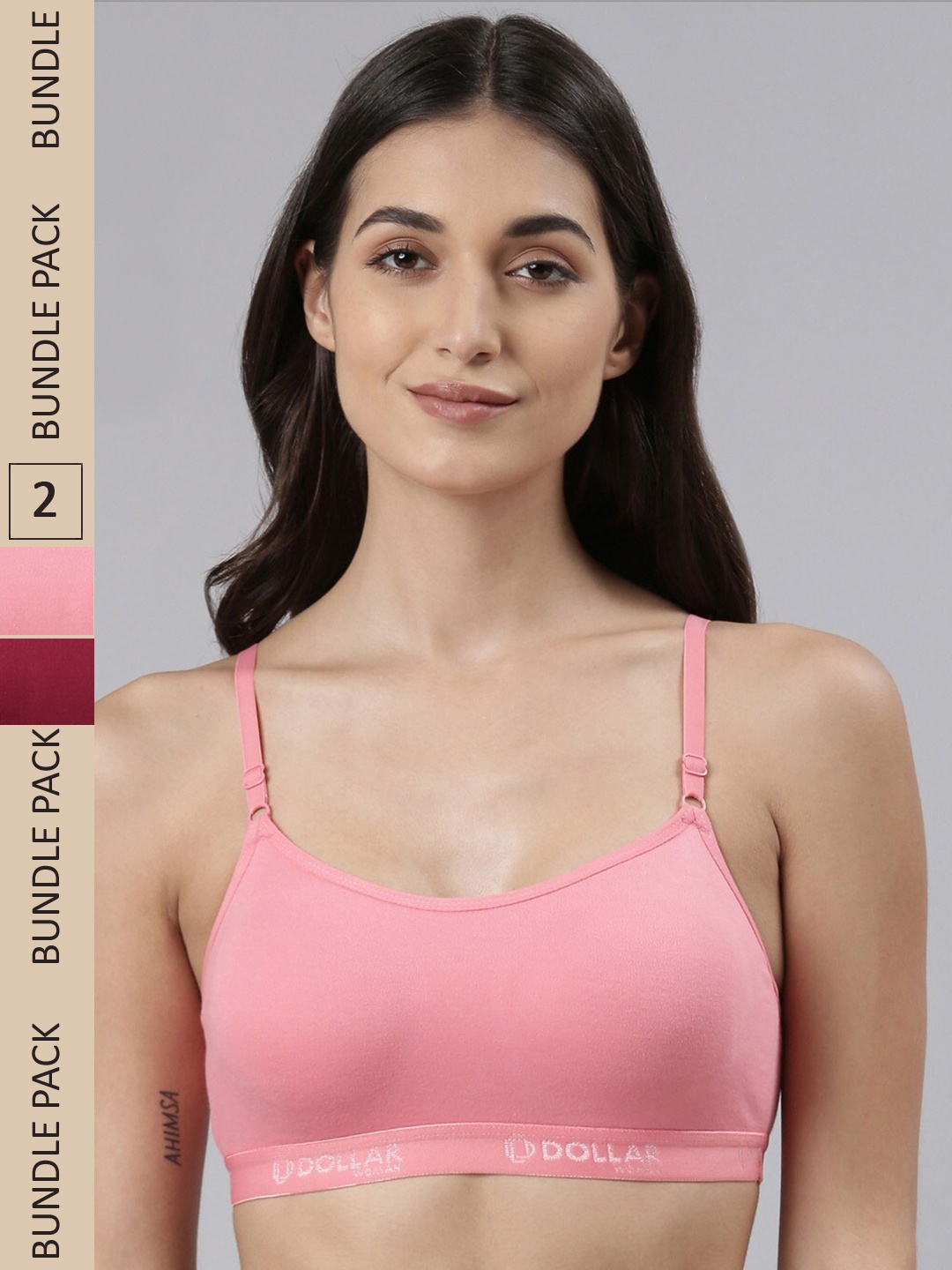 

Dollar Missy Pack of 2 Non-Padded Seamless Anti Microbial Bra DBG-4001-R3-CER-SLR-PO2, Maroon