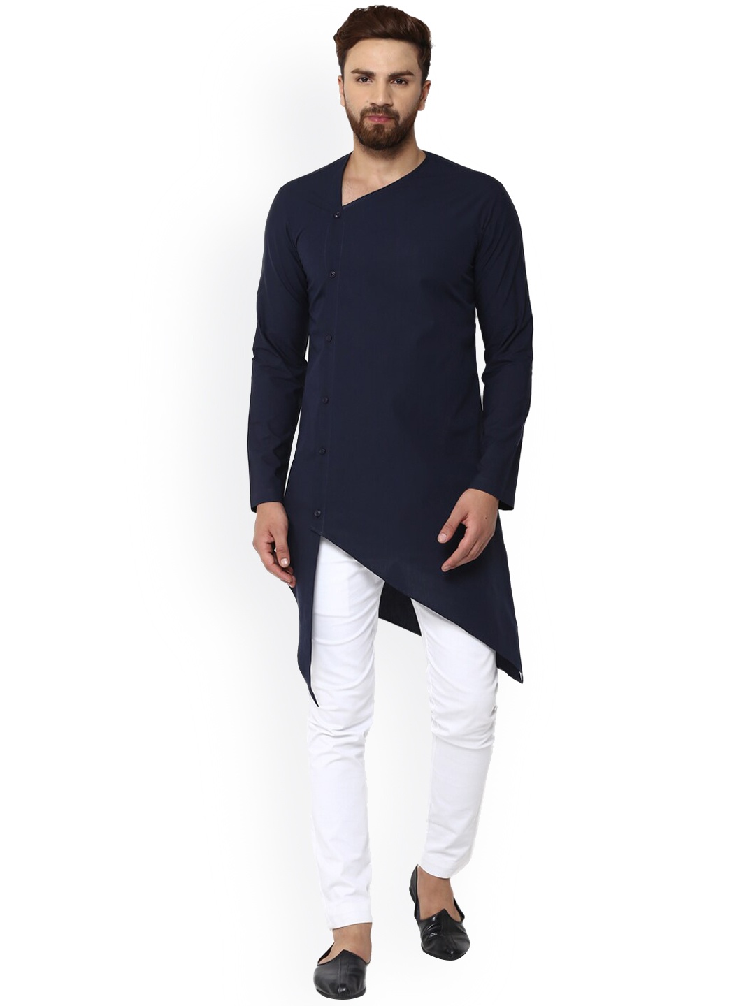 

See Designs Men Pure Cotton Kurta With Trousers, Navy blue