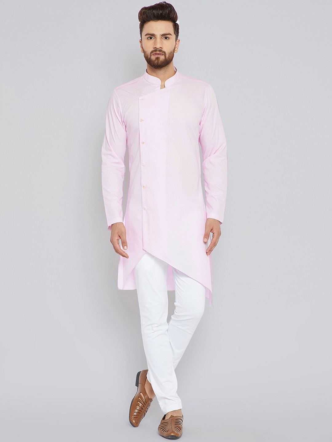 

See Designs Men Pure Cotton Kurta With Trousers, Pink