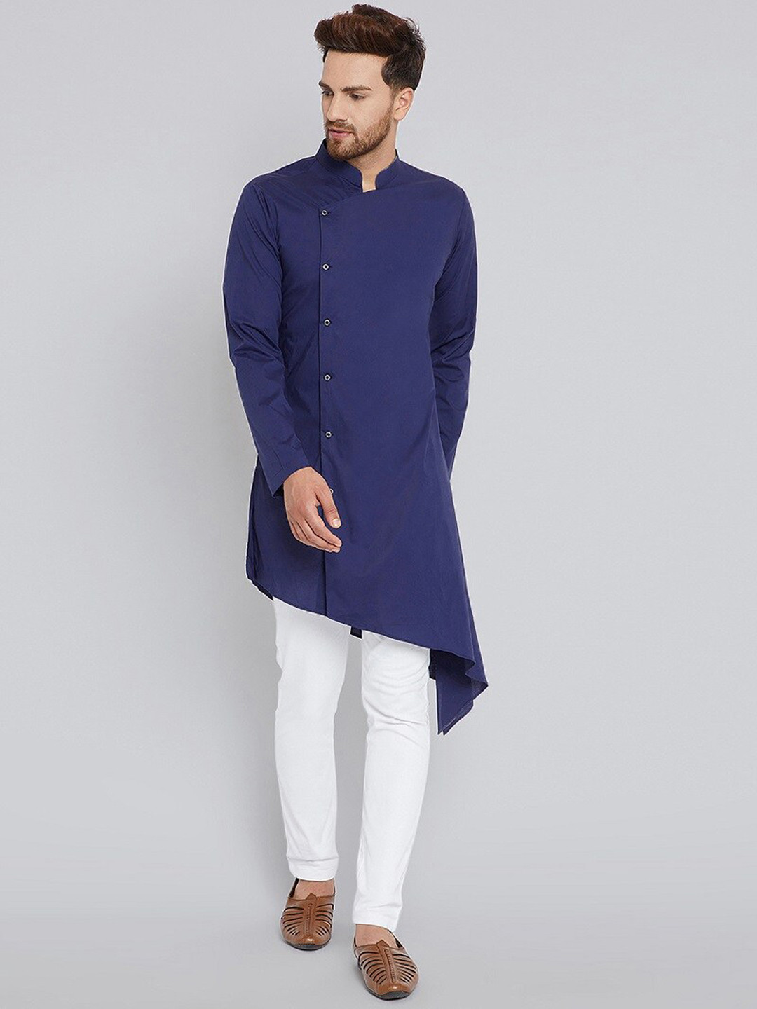 

See Designs Men Pure Cotton Kurta With Trousers, Navy blue