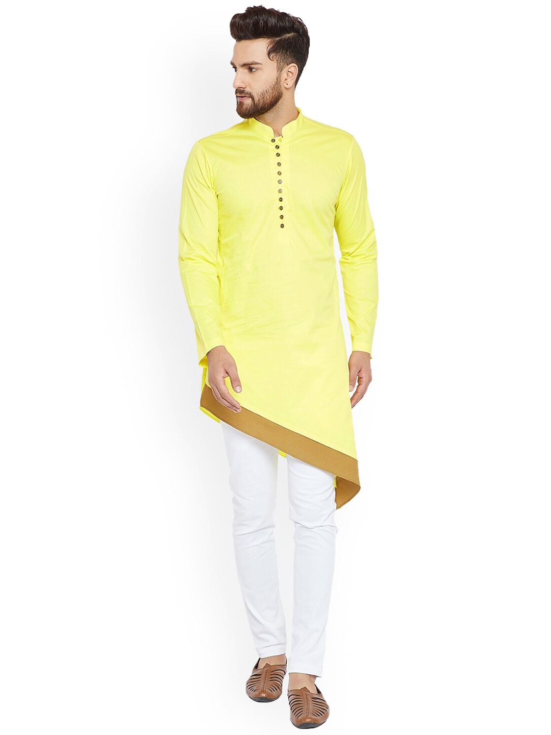 

See Designs Men Pure Cotton Kurta, Yellow
