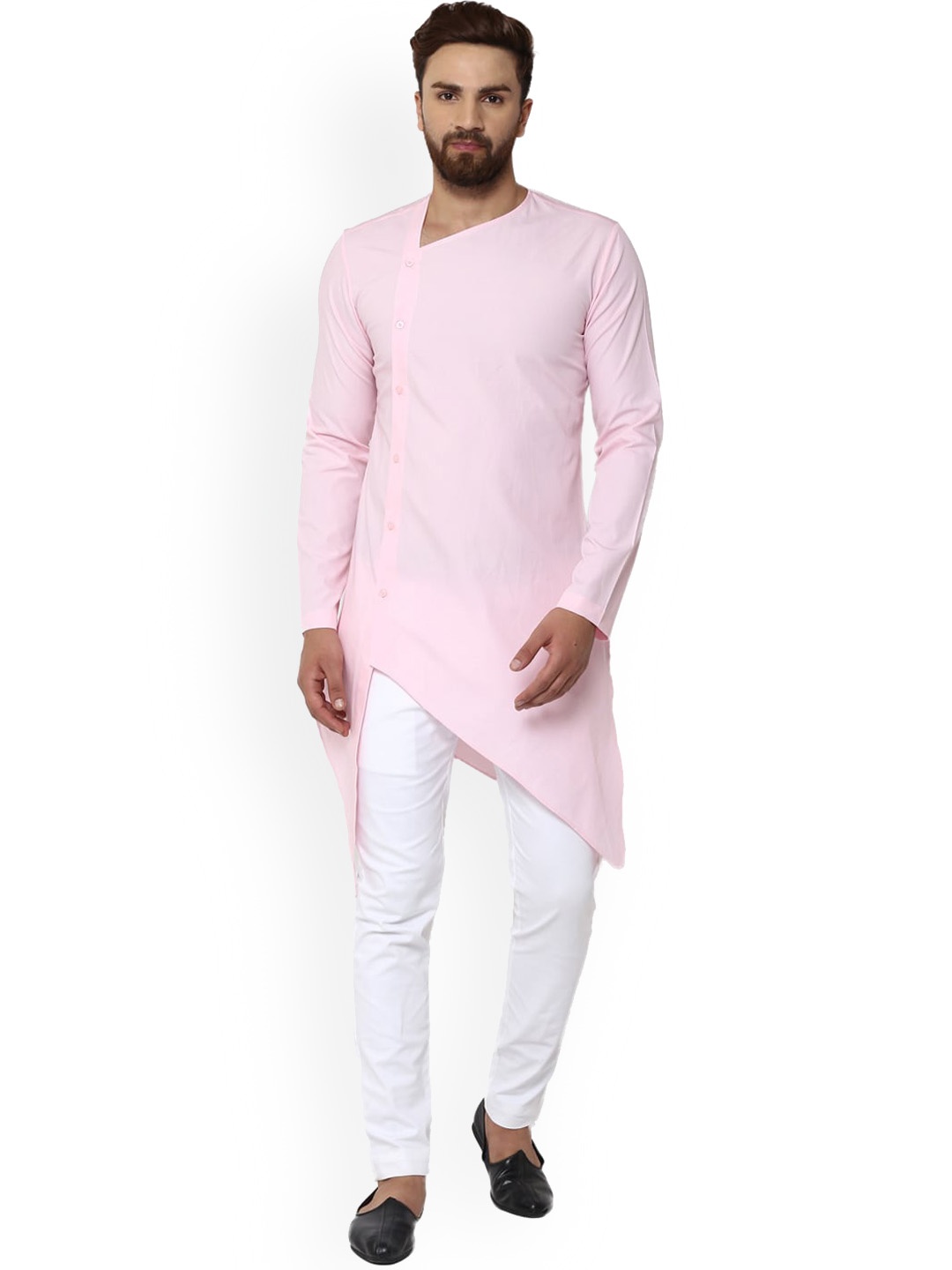 

See Designs Men Solid Pure Cotton Kurta, Pink