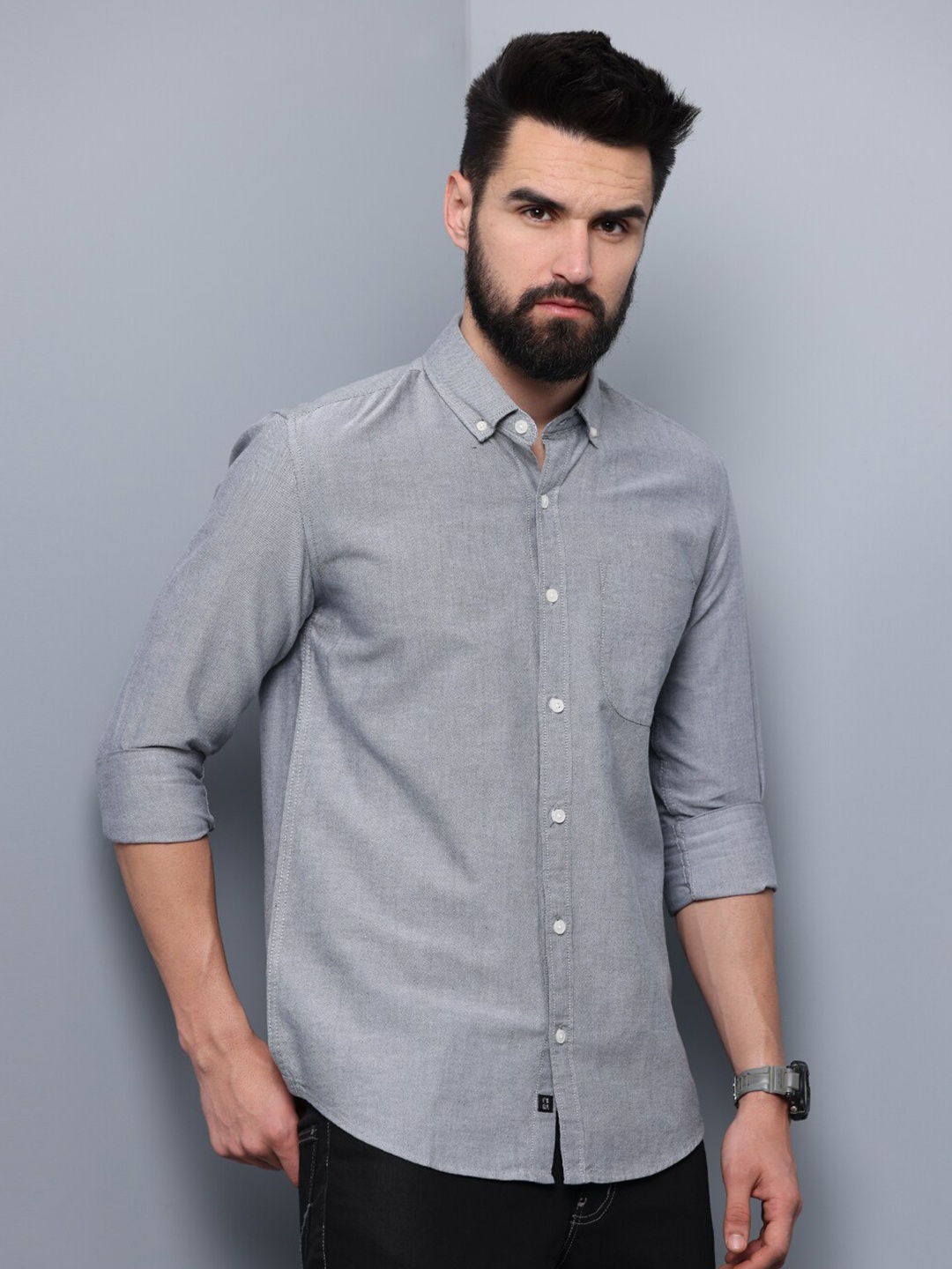 

FOGA Men Standard Slim Fit Casual Shirt, Grey