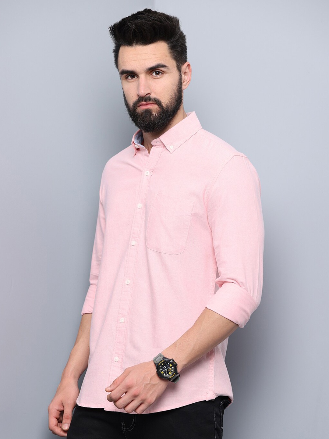 

FOGA Men Standard Slim Fit Pure Cotton Casual Shirt, Pink