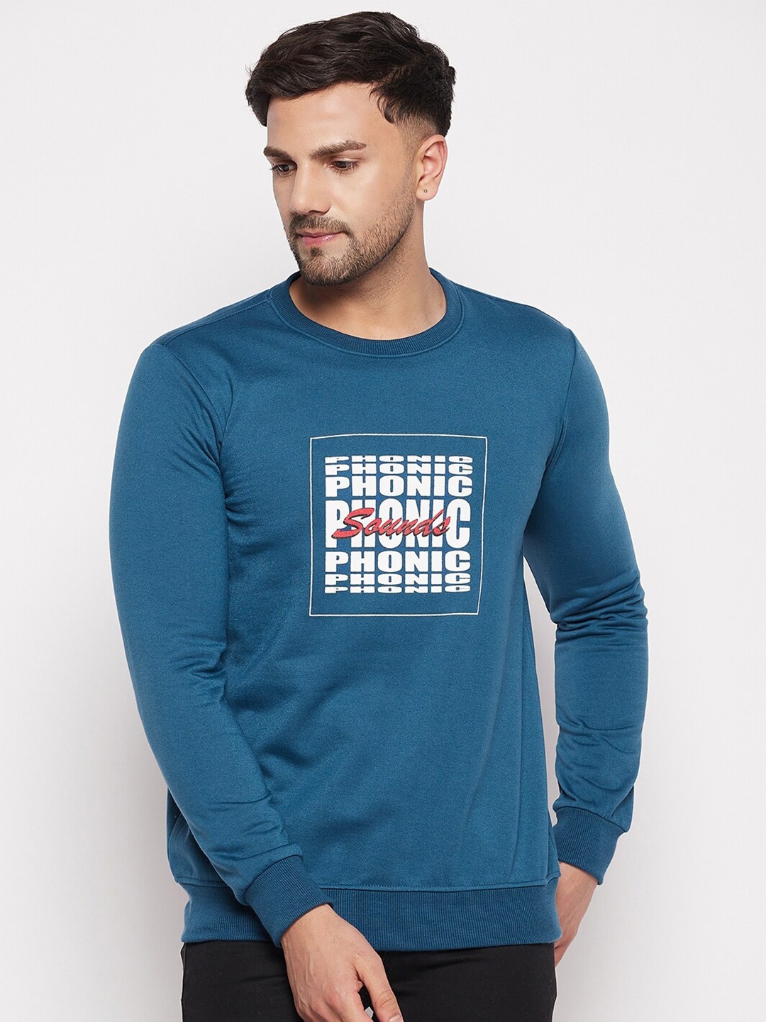 

STROP Typography Printed Cotton Sweatshirt, Blue