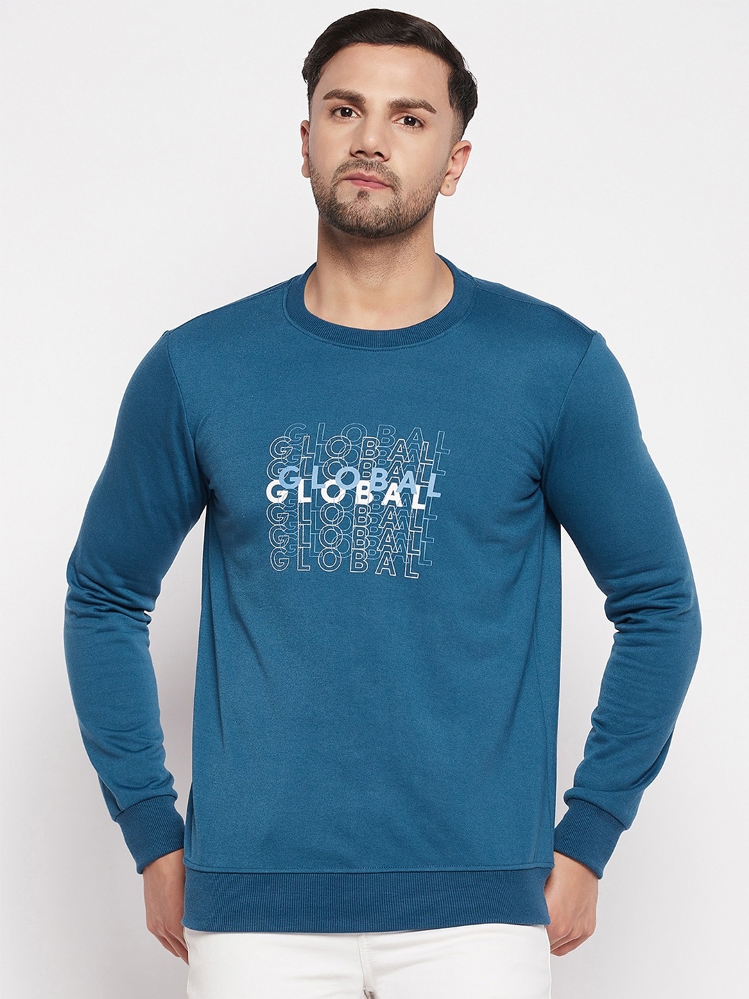 

STROP Typography Printed Cotton Sweatshirt, Blue