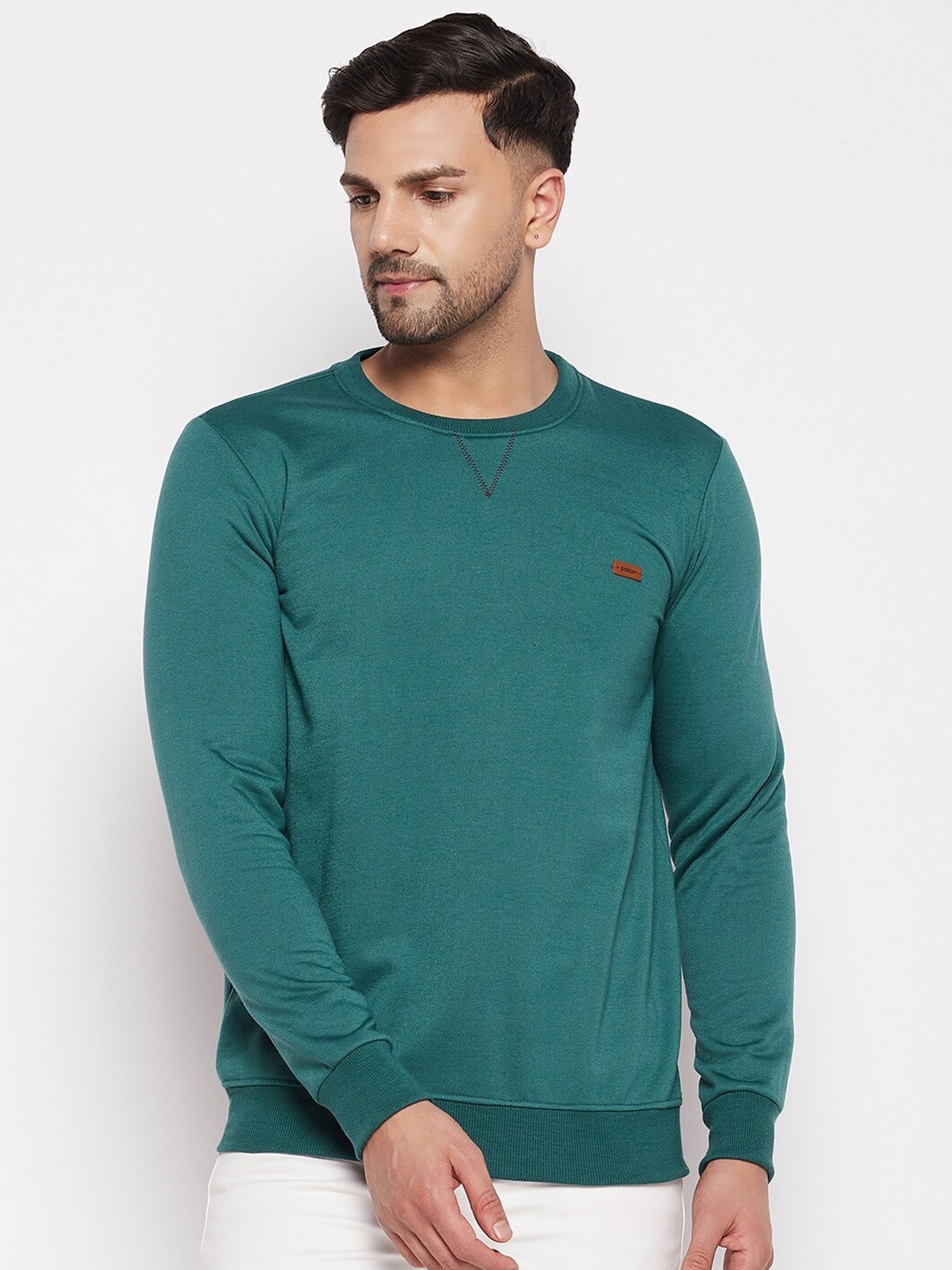 

STROP Round Neck Cotton Sweatshirt, Green