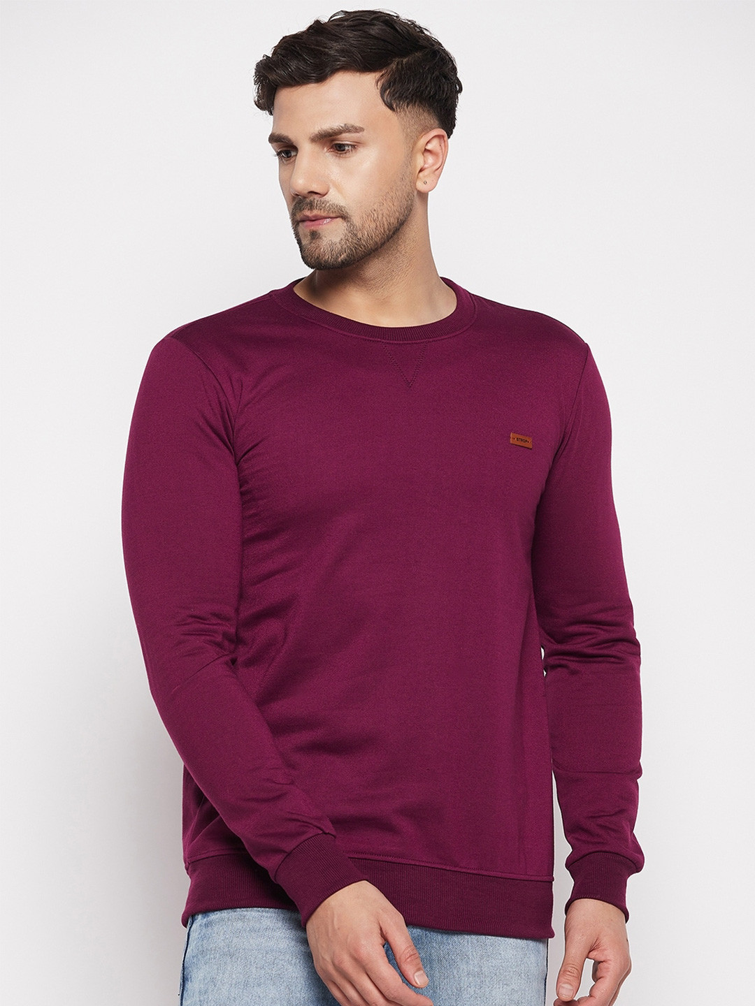 

STROP Round Neck Cotton Sweatshirt, Purple