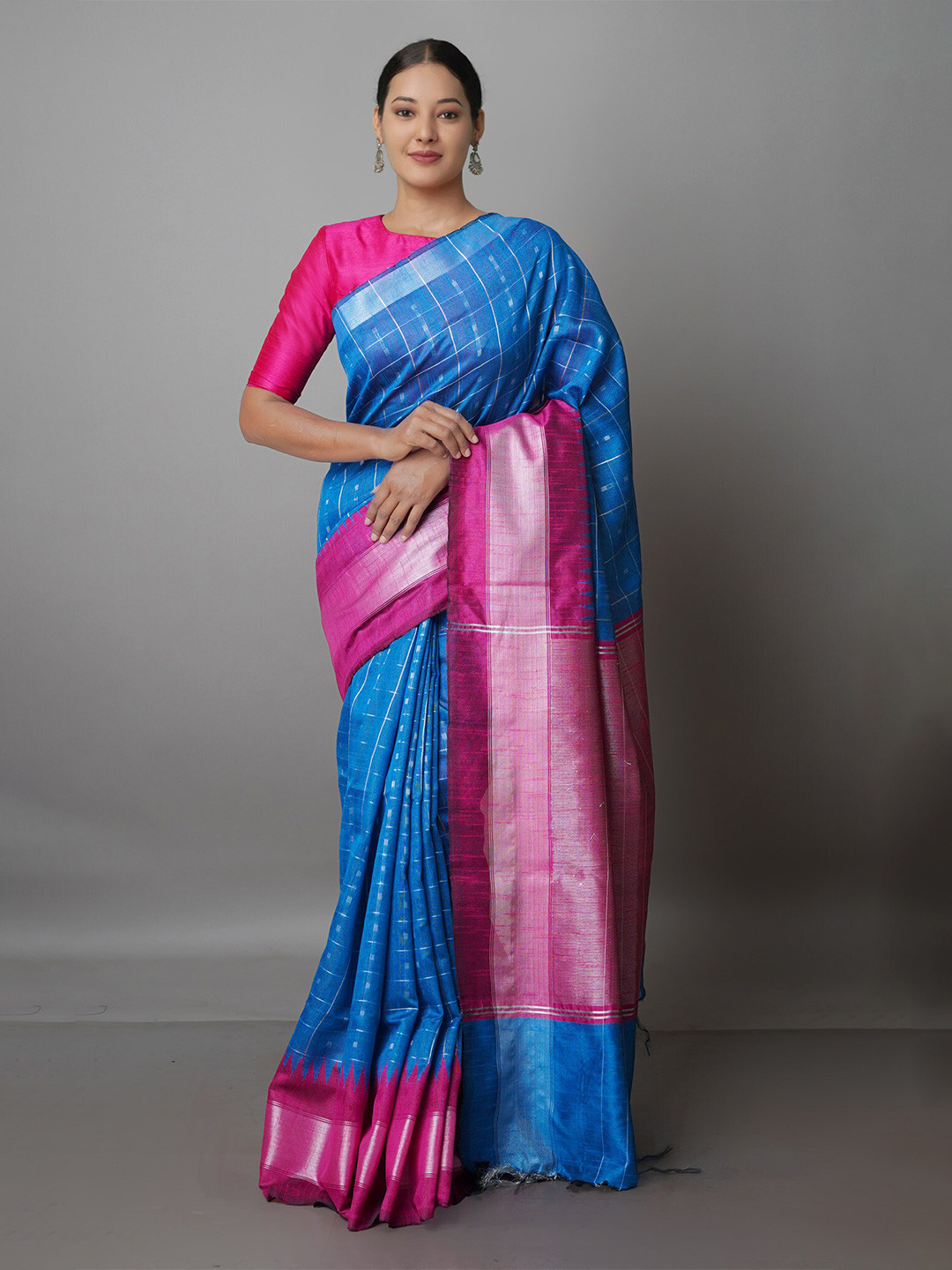 

Unnati Silks Woven Design Zari Silk Blend Bhagalpuri Saree, Blue
