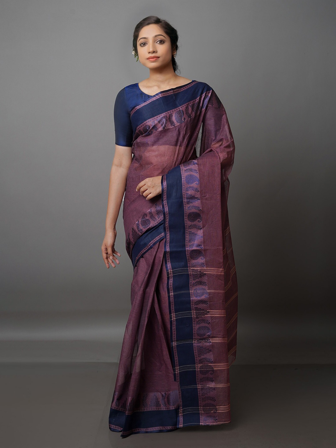 

Unnati Silks Woven Design Pure Cotton Taant Saree, Pink