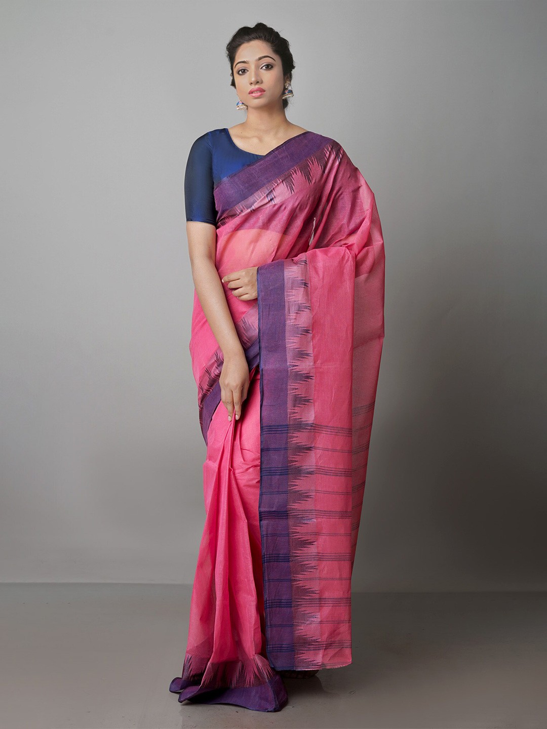 

Unnati Silks Woven Design Pure Cotton Taant Saree, Pink