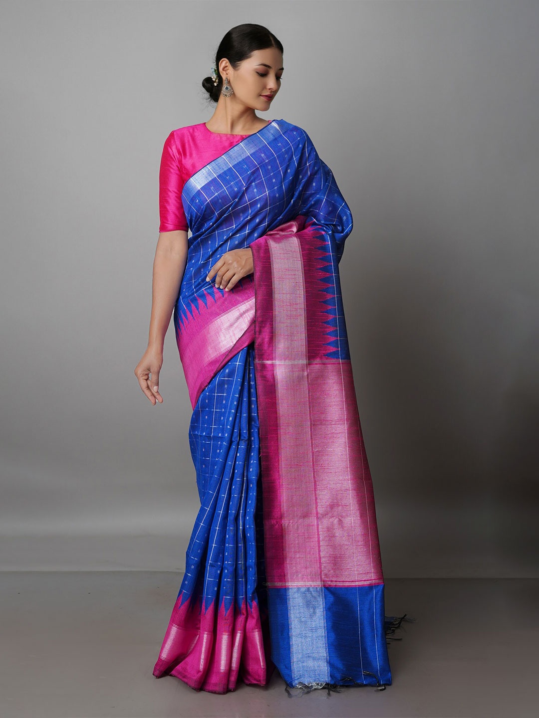 

Unnati Silks Ethnic Motifs Zari Silk Blend Bhagalpuri Saree, Blue