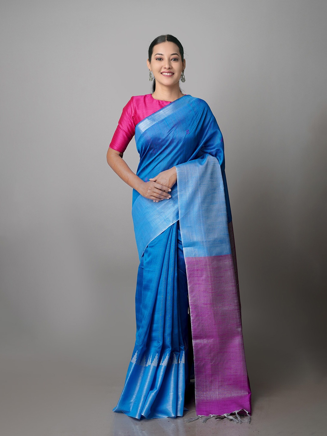 

Unnati Silks Zari Silk Blend Bhagalpuri Saree, Blue