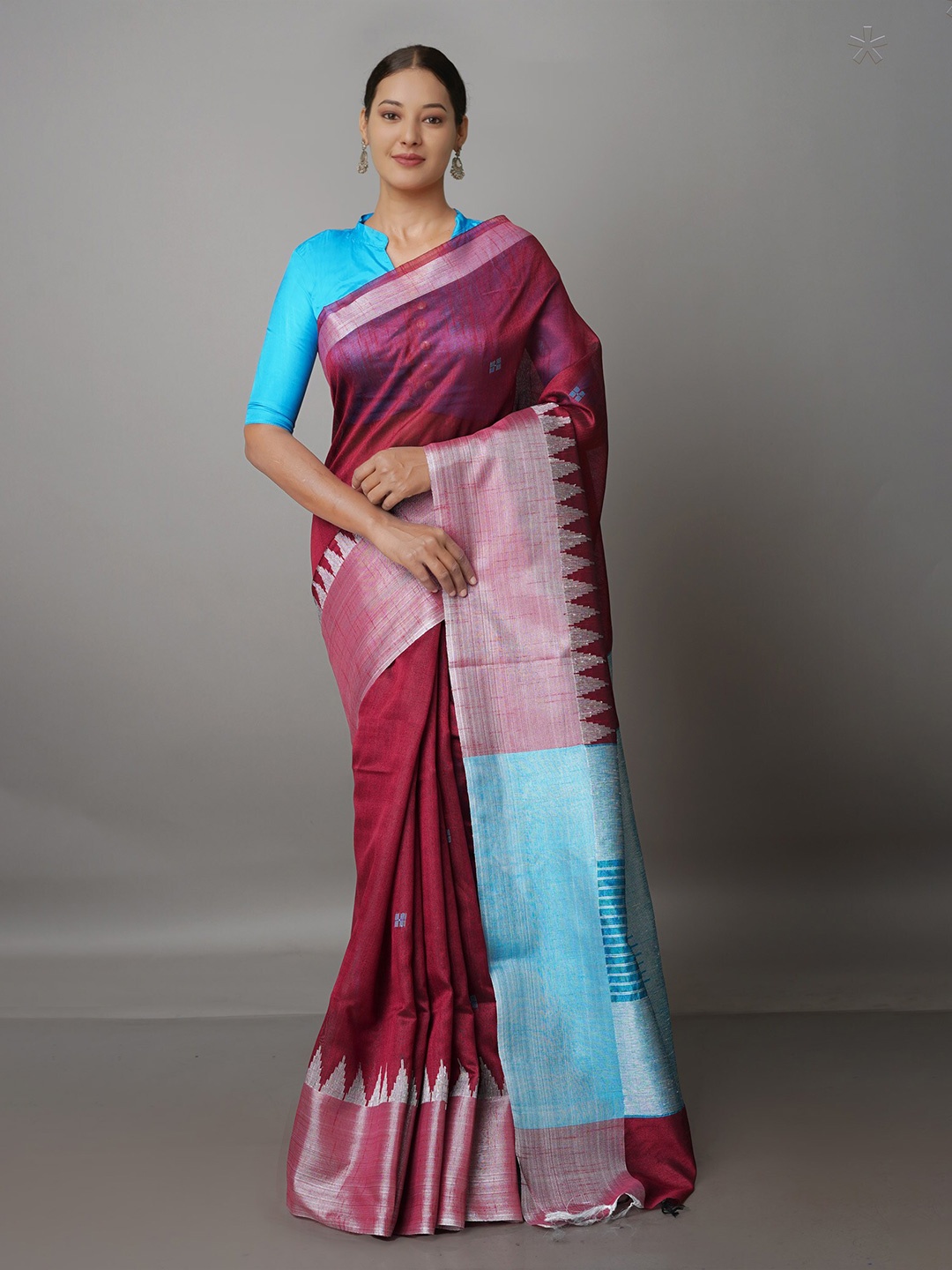 

Unnati Silks Zari Silk Blend Bhagalpuri Saree, Maroon