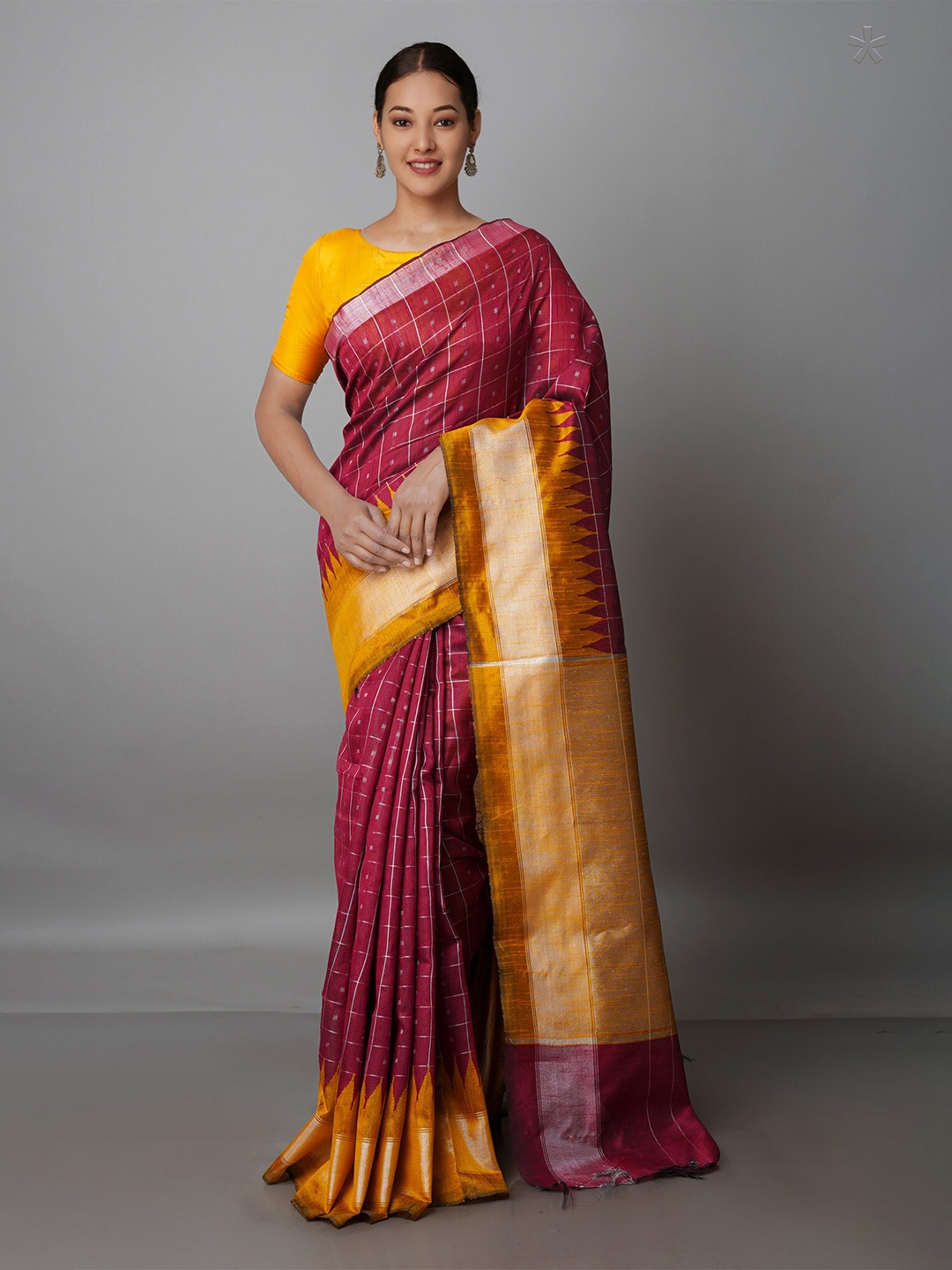 

Unnati Silks Woven Design Zari Silk Blend Bhagalpuri Saree, Maroon