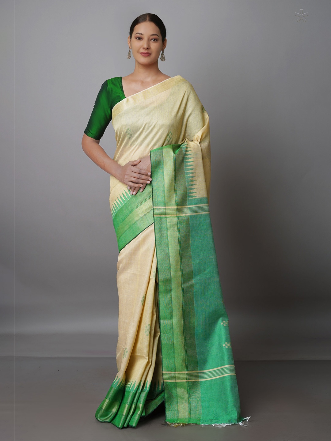 

Unnati Silks Woven Design Zari Bhagalpuri Saree, Cream