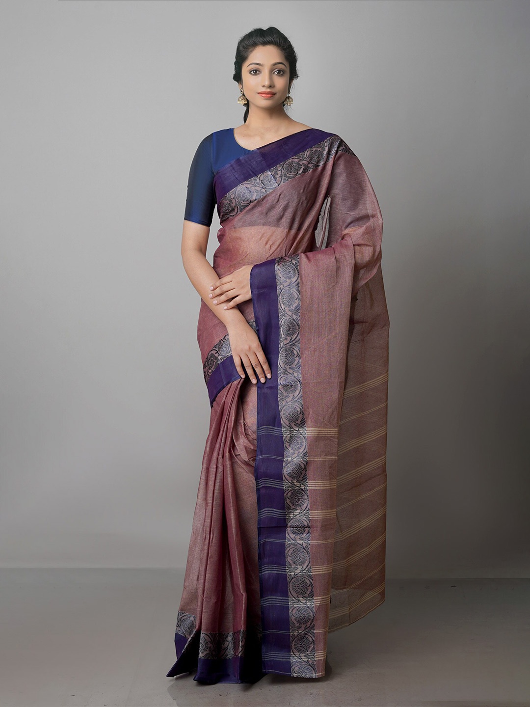 

Unnati Silks Pure Cotton Taant Saree, Pink