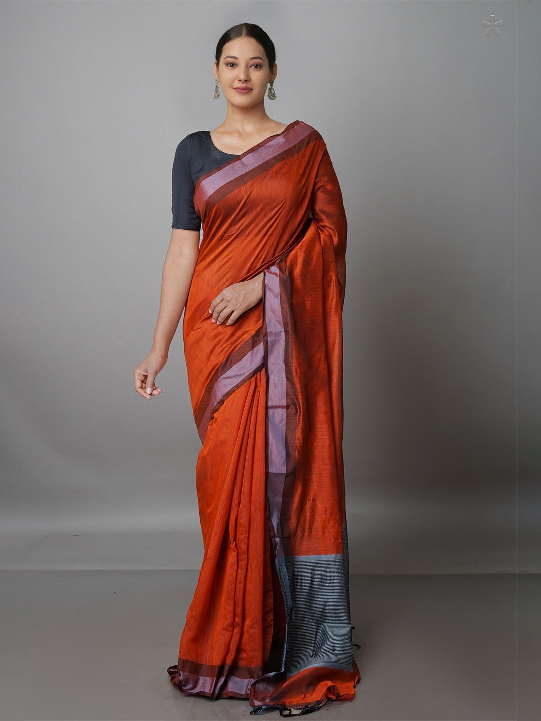 

Unnati Silks Woven Design Silk Blend Chanderi Saree, Orange
