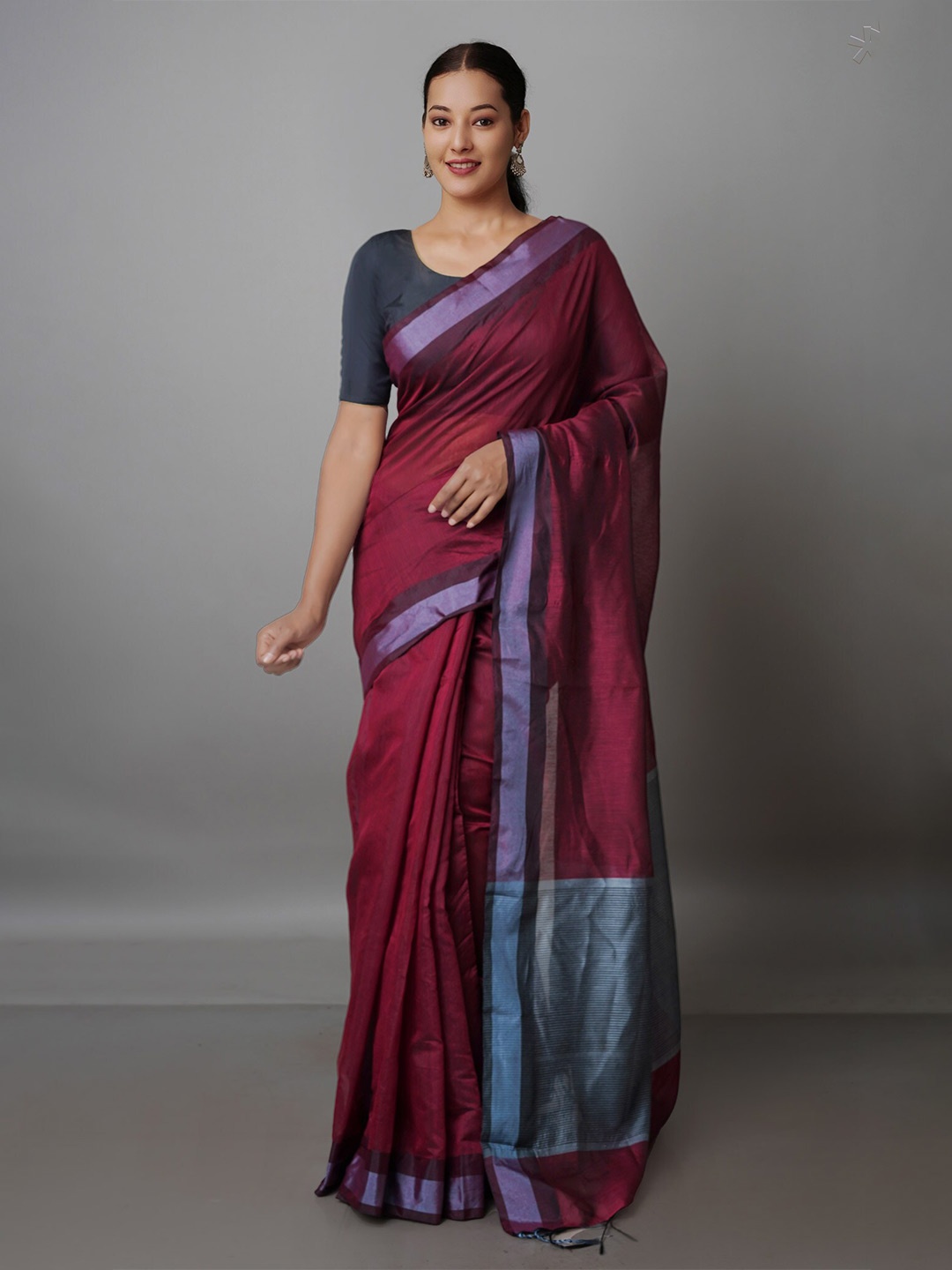 

Unnati Silks Woven Design Silk Blend Chanderi Saree, Maroon