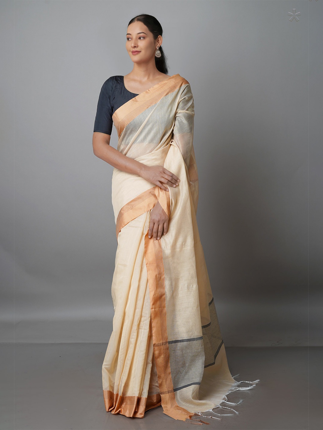 

Unnati Silks Woven Design Zari Silk Blend Chanderi Saree, Cream