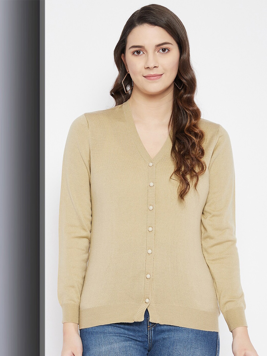 

Zigo Women Wool V-Neck Cardigan, Beige