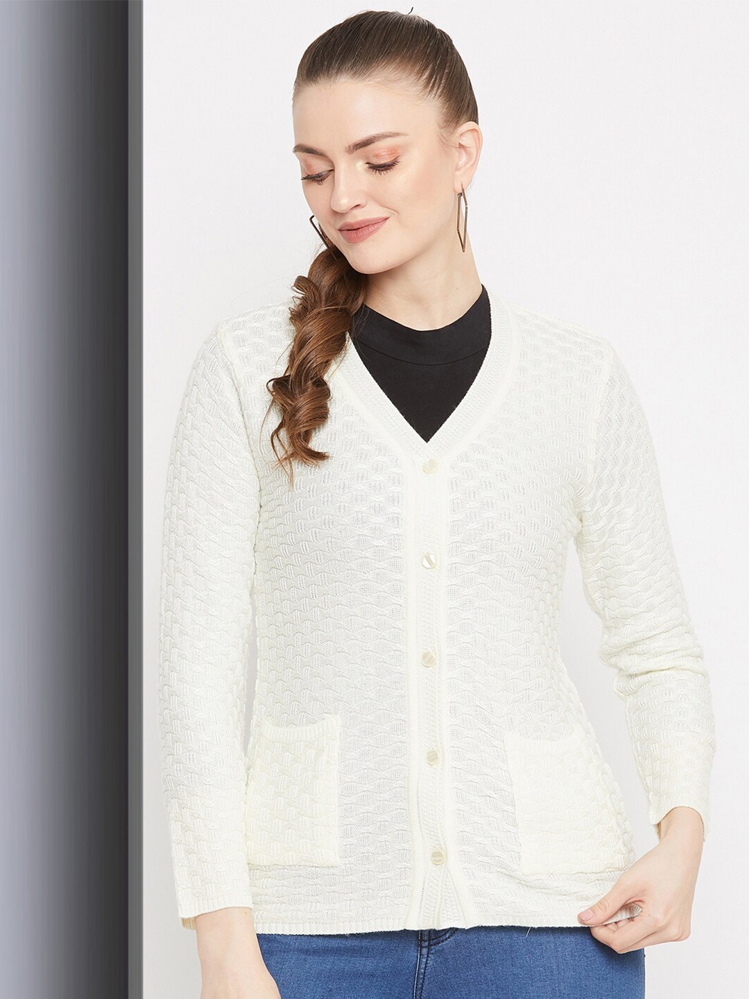 

Zigo Women Wool Cable Knit Cardigan, Cream