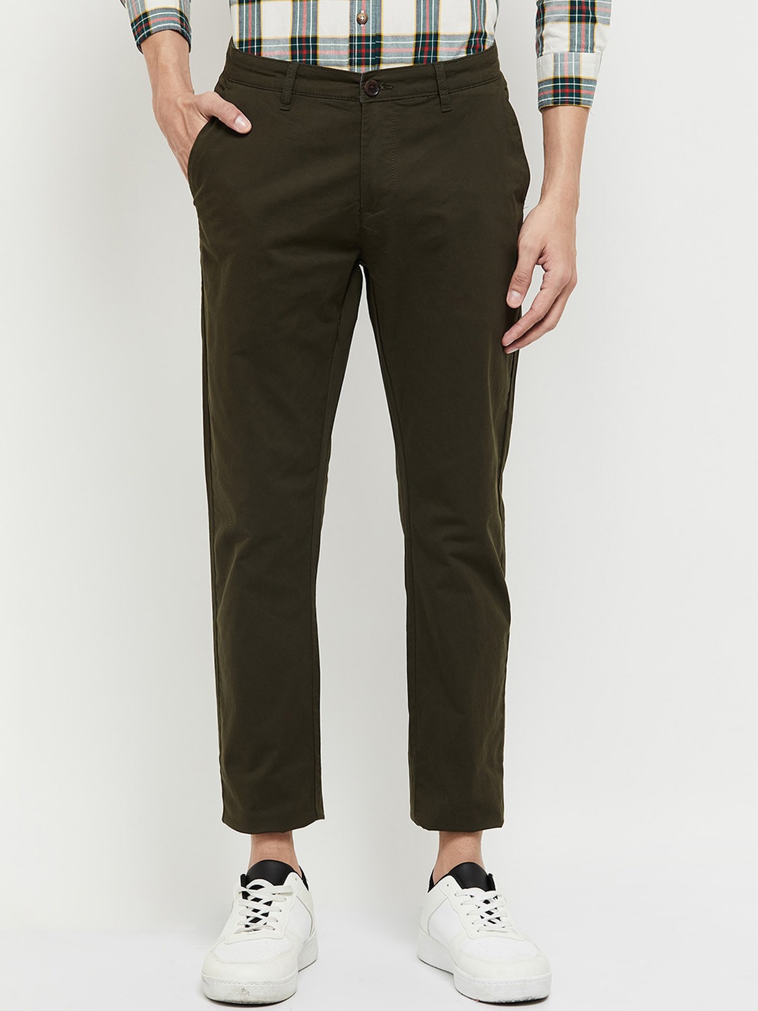 

max Men Cotton Chinos Trousers, Olive