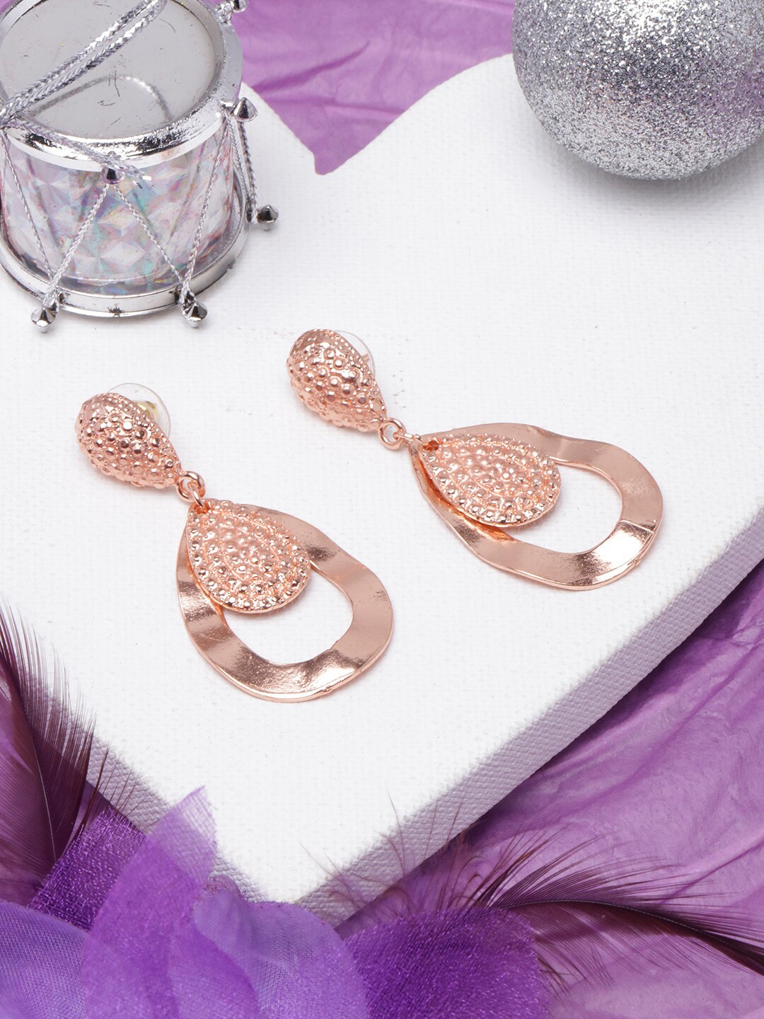 

DIVA WALK Rose Gold Plated Contemporary Drop Earrings