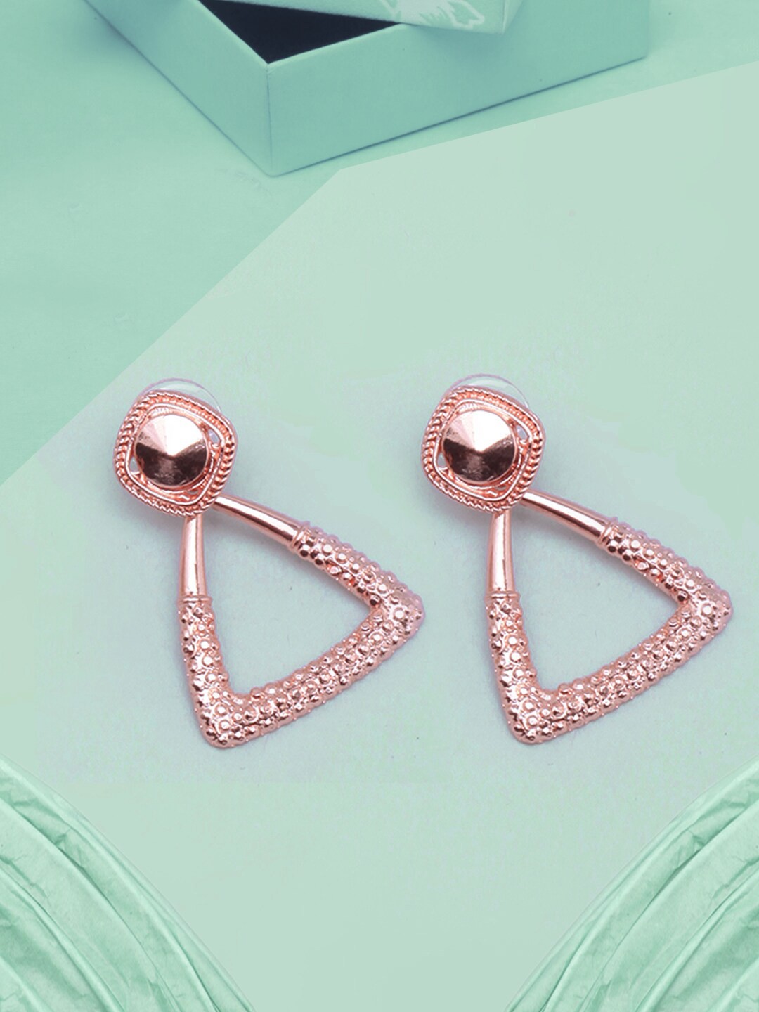 

DIVA WALK Women Rose Gold-Plated Triangular Drop Earrings
