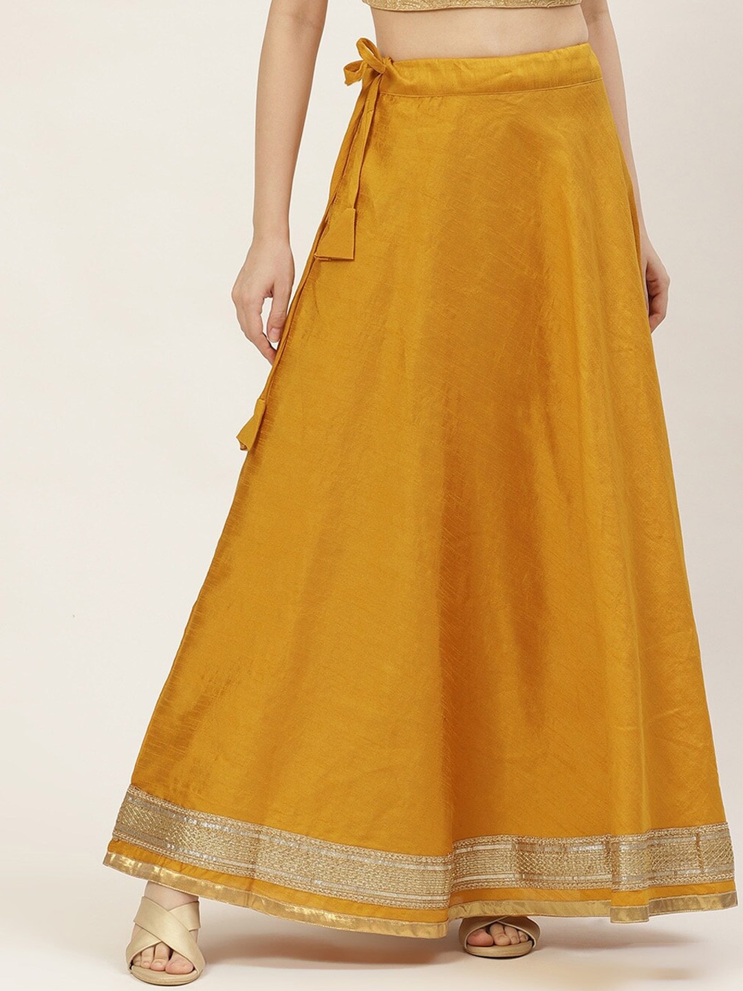 

Studio Shringaar Women Maxi-Length Flared Lehenga Ethnic Skirt, Yellow