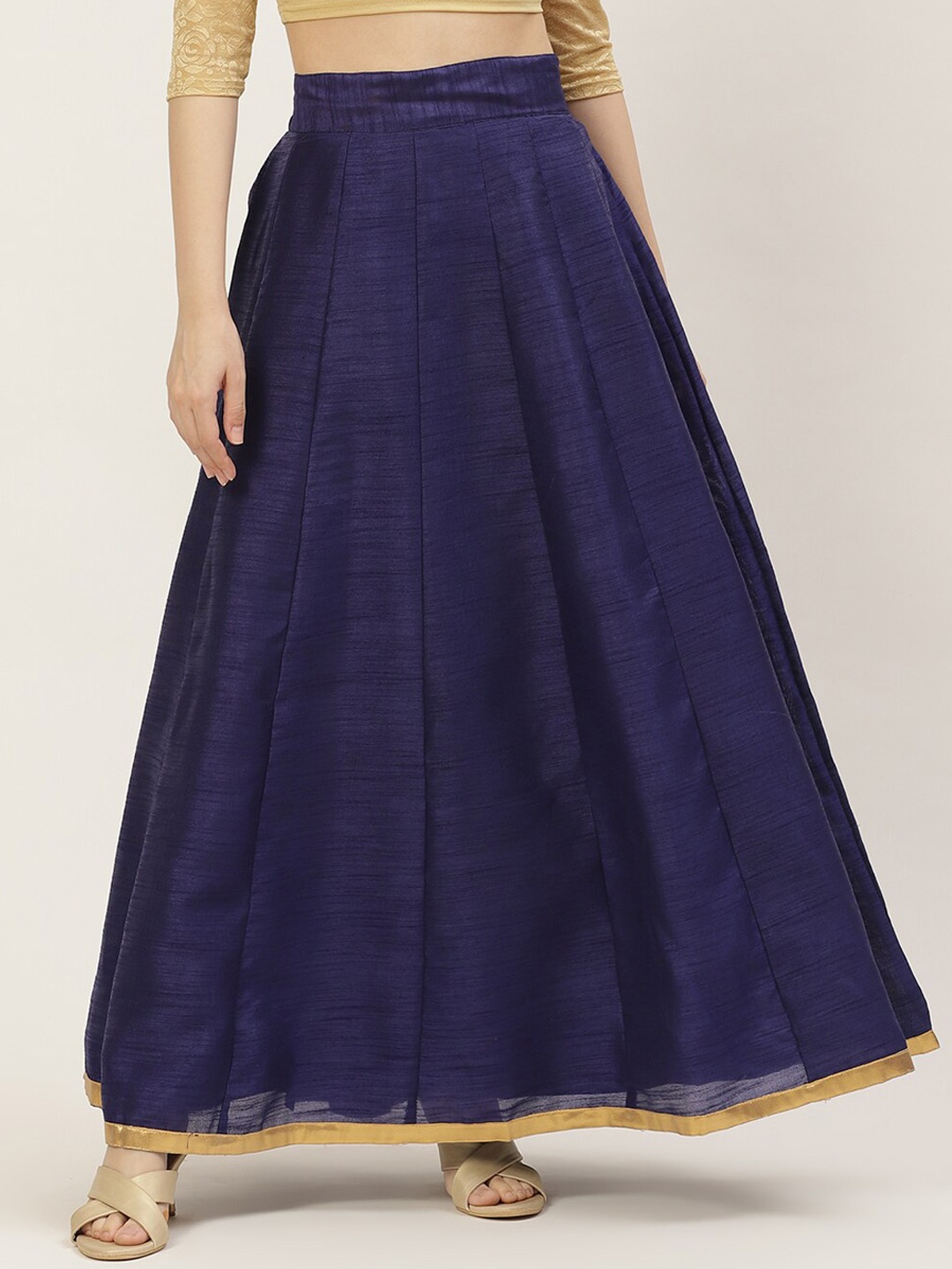 

Studio Shringaar Flared Maxi Skirt with Zari Border, Blue