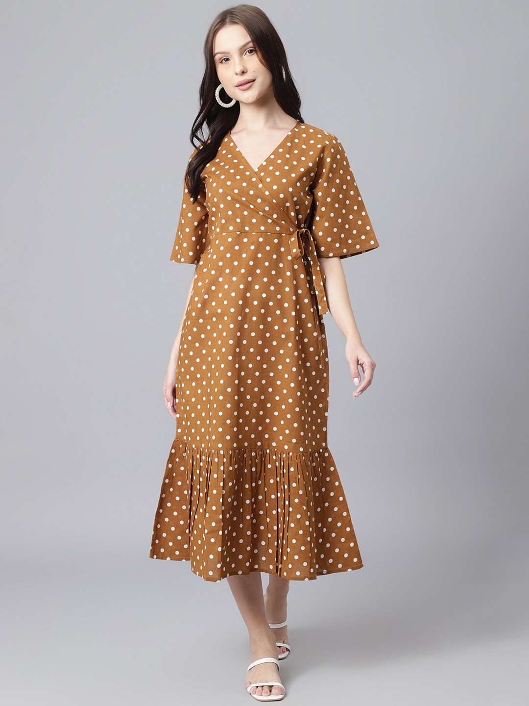 

DECKEDUP Floral Midi Dress, Mustard