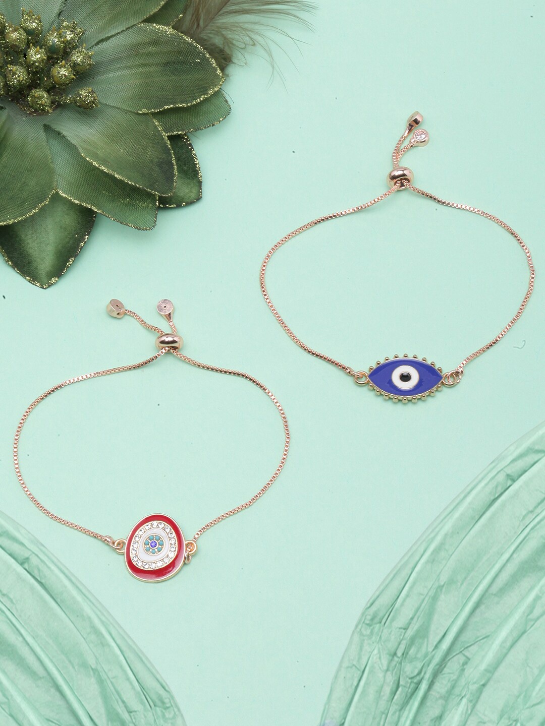 

DIVA WALK Women Set Of 2 Enamelled Rose Gold-Plated Charm Bracelet