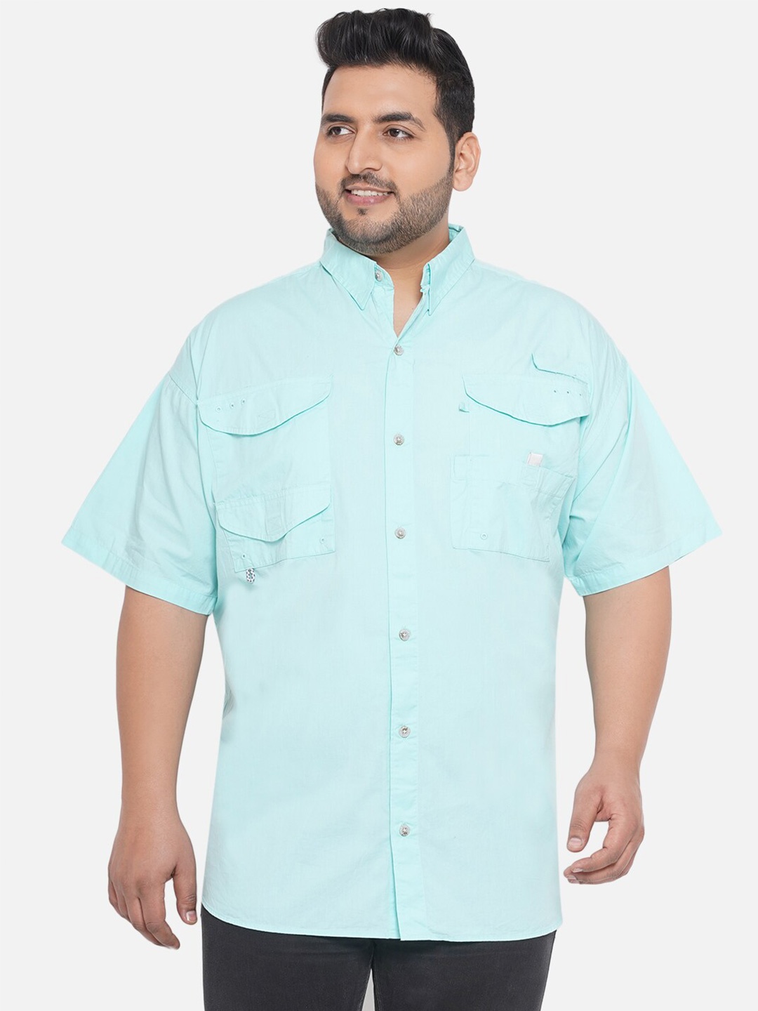 

Santonio Men Plus Size Comfort Pure Cotton Casual Shirt, Turquoise blue