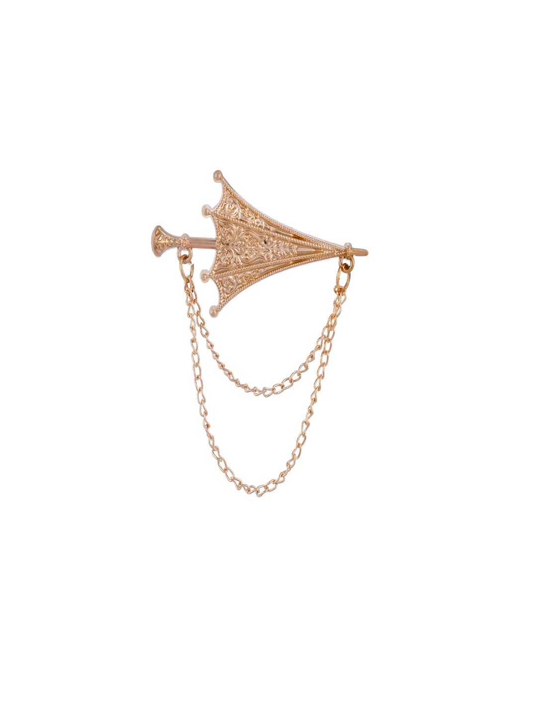 

Sanjog Men Textured Umbrella-Charm Brooch, Gold