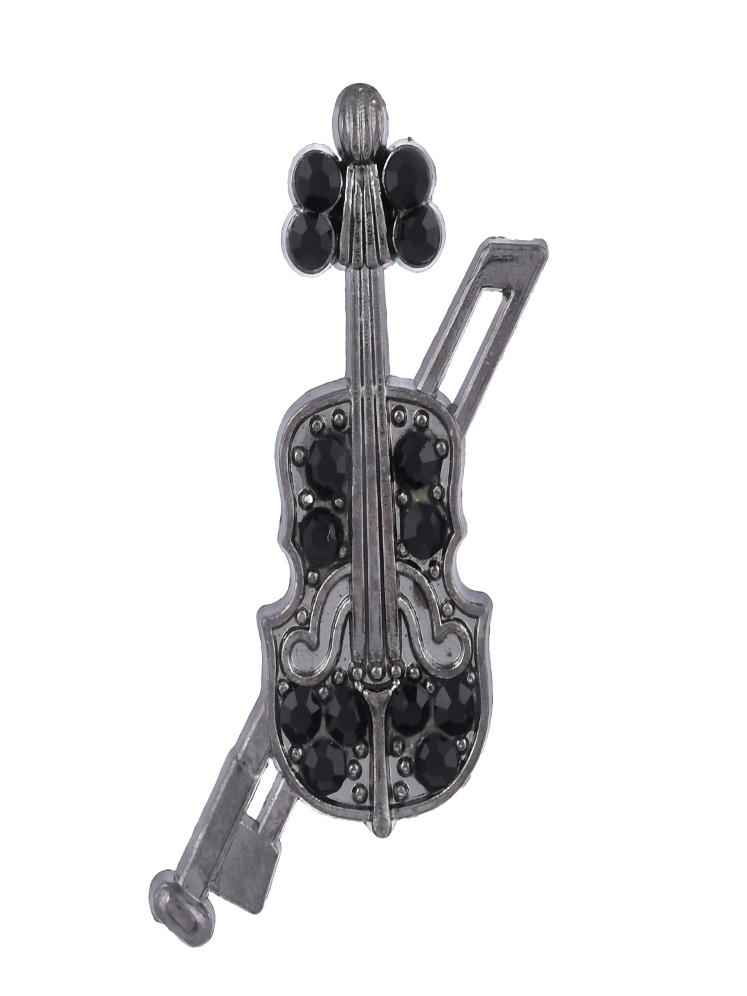 

Sanjog Men Textured Guitar-Charm Brooch, Black