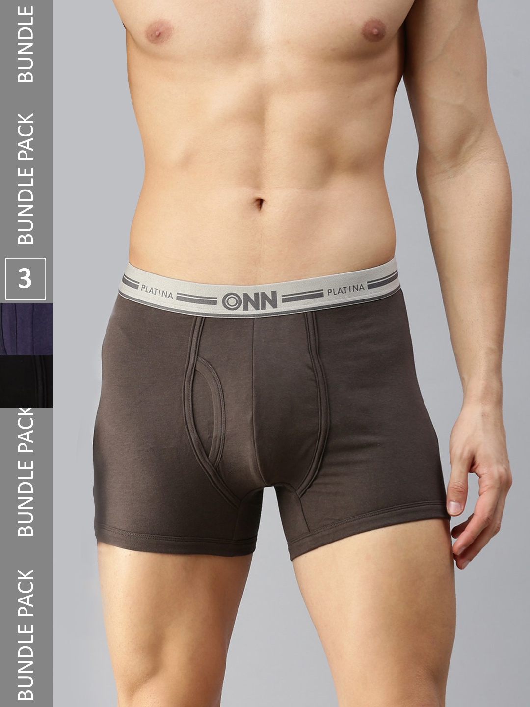 

ONN Men Pack Of 3 Basic Trunks, Black