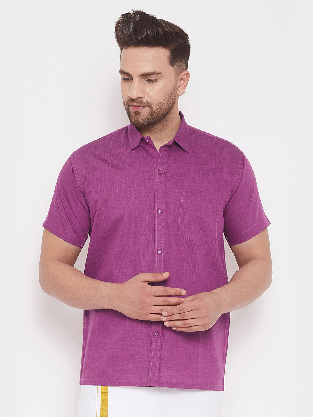 

VASTRAMAY Men Premium Cotton Casual Shirt, Pink