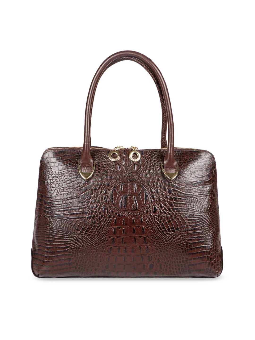 

Hidesign Brown Animal Textured Leather Swagger Handheld Bag with Tasselled
