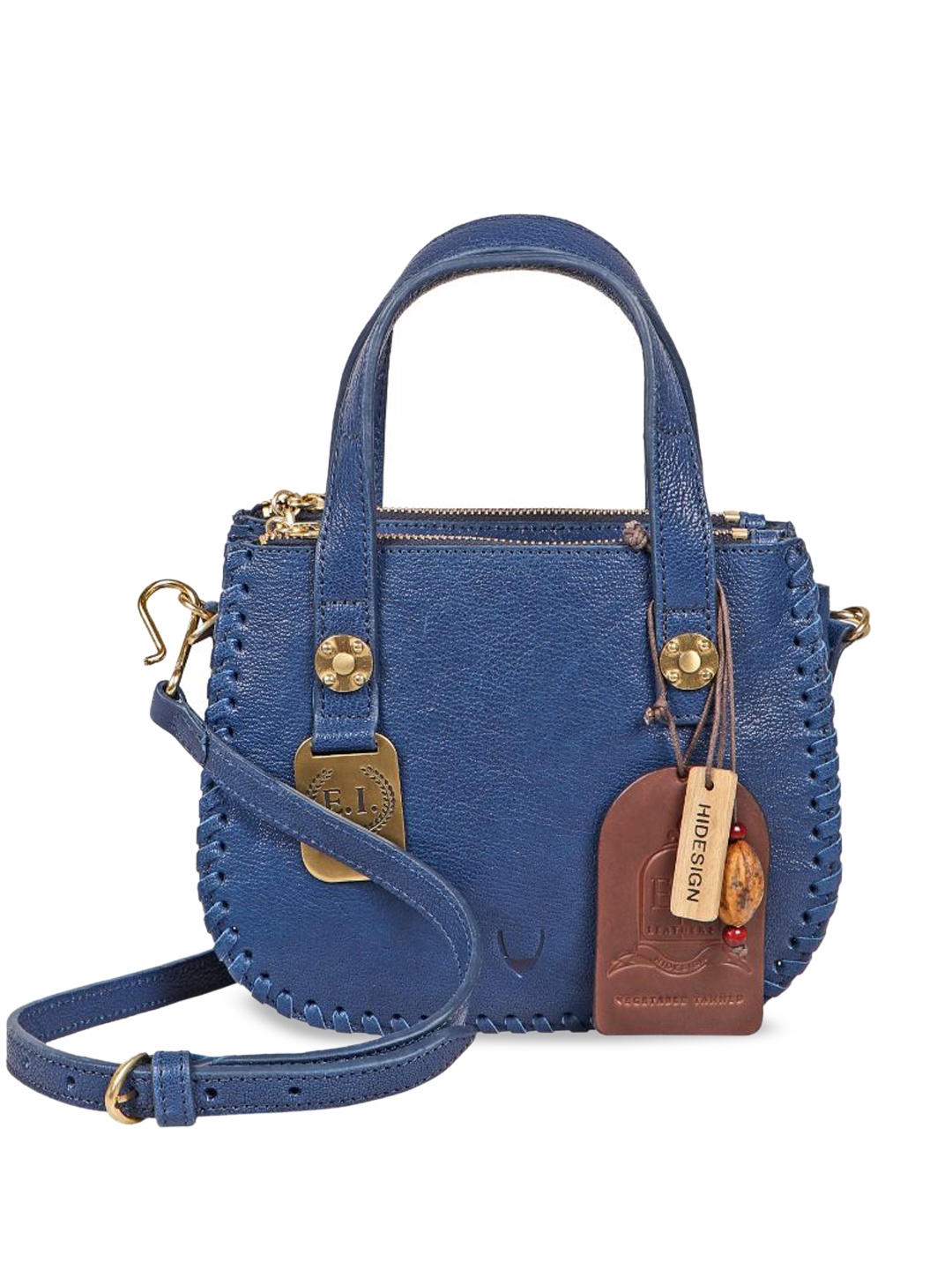 

Hidesign Textured Leather Structured Satchel, Blue