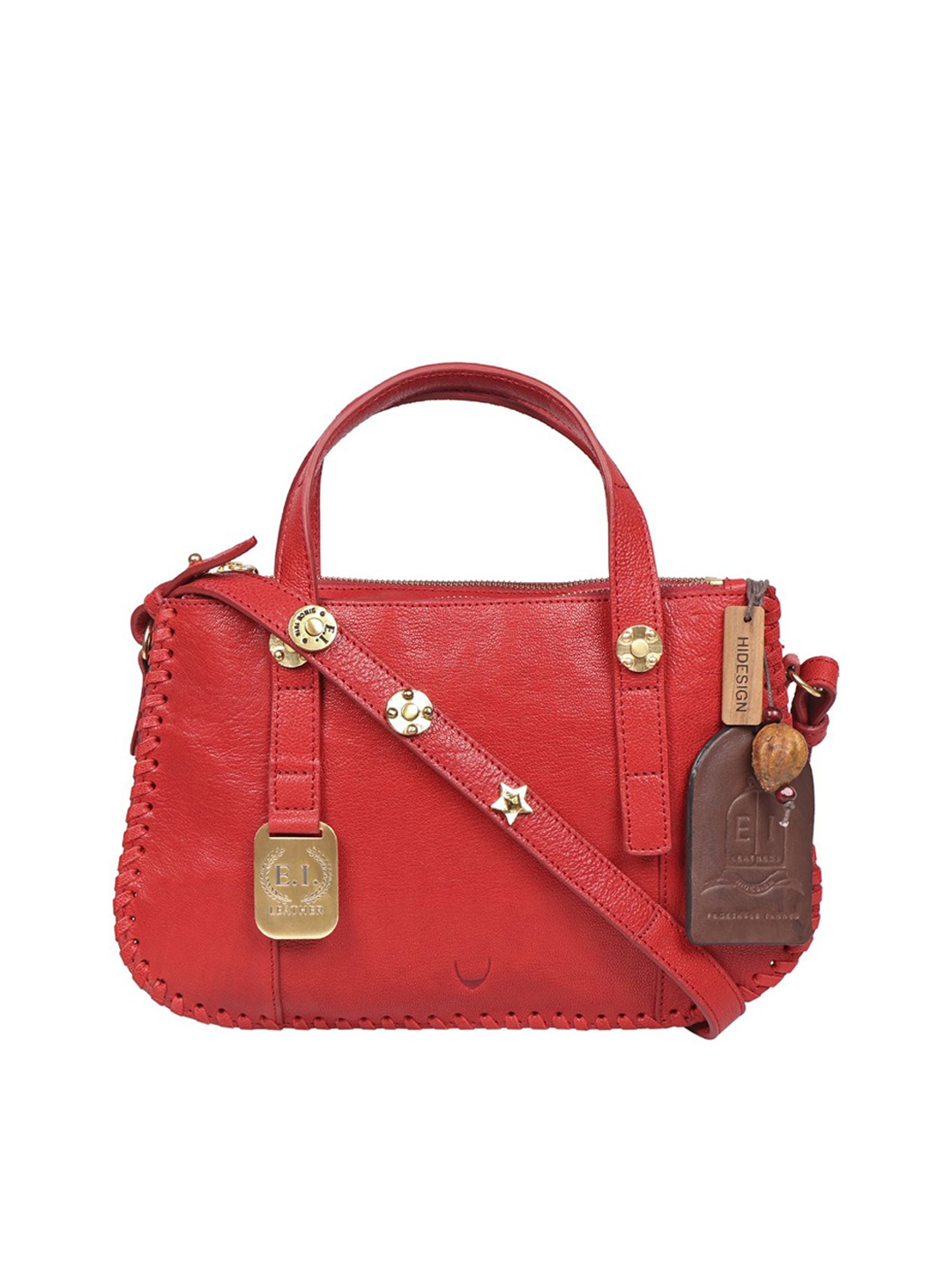 

Hidesign Red Leather Structured Handheld Bag