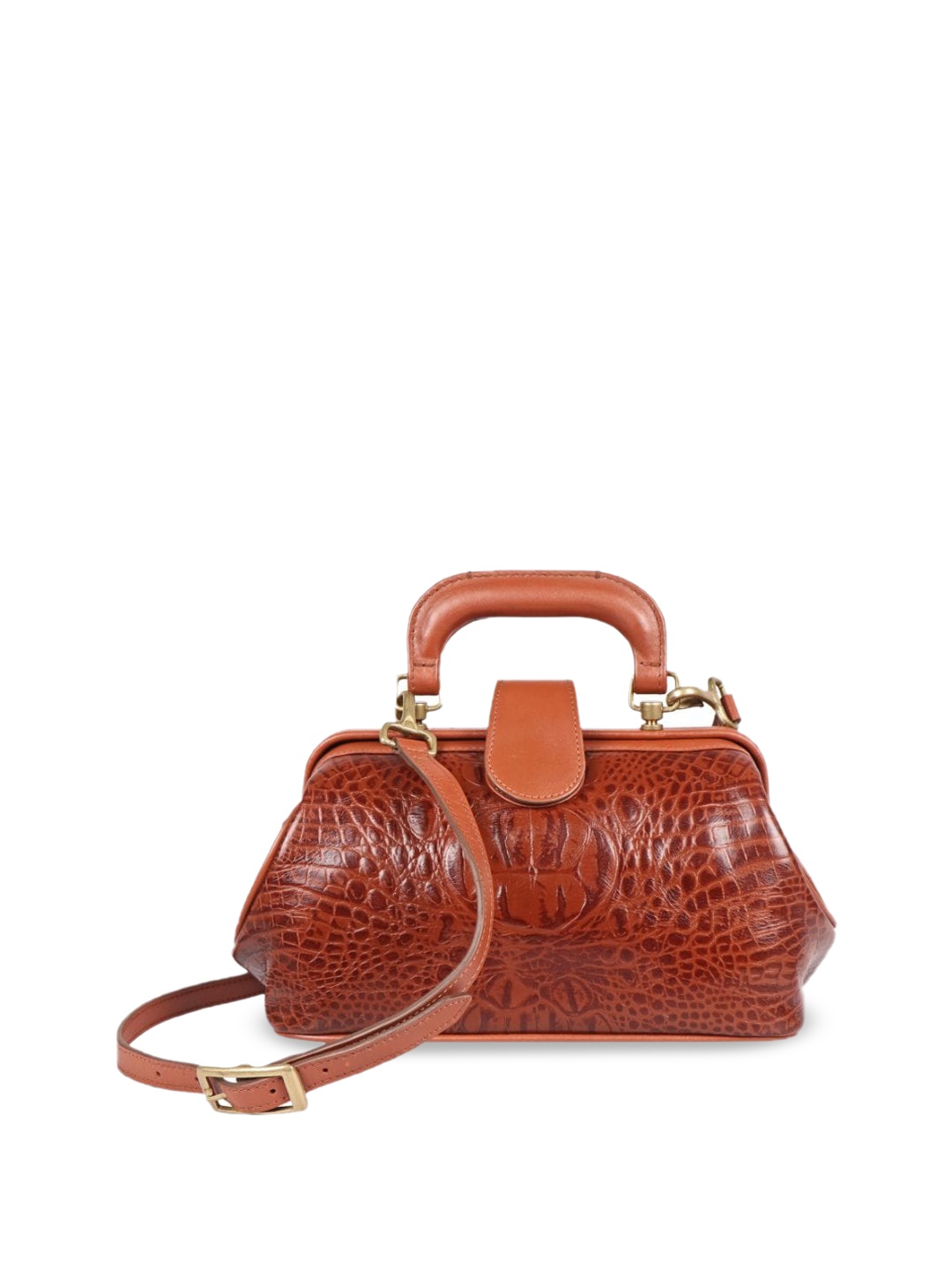 

Hidesign Tan Textured Leather Structured Handheld Bag