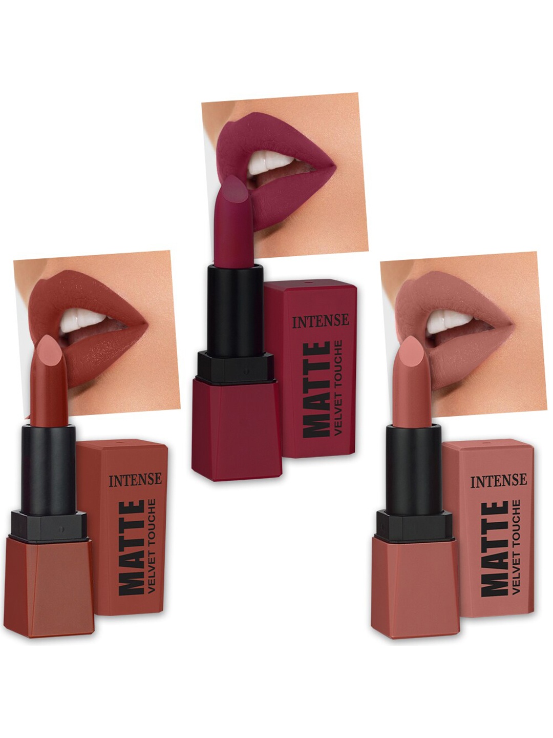 

PERPAA Sensational Matte Intense Velvet Touche Set Of 3 Lipsticks - 3.5gm Each, Maroon