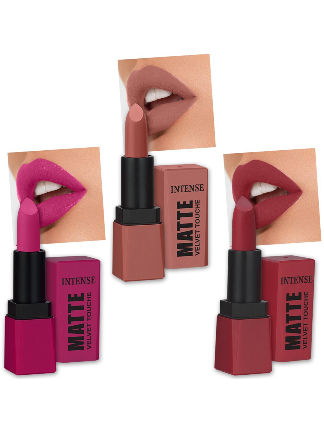 

PERPAA Sensational Matte Intense Velvet Touche Set Of 3 Lipsticks - 3.5 g Each, Pink