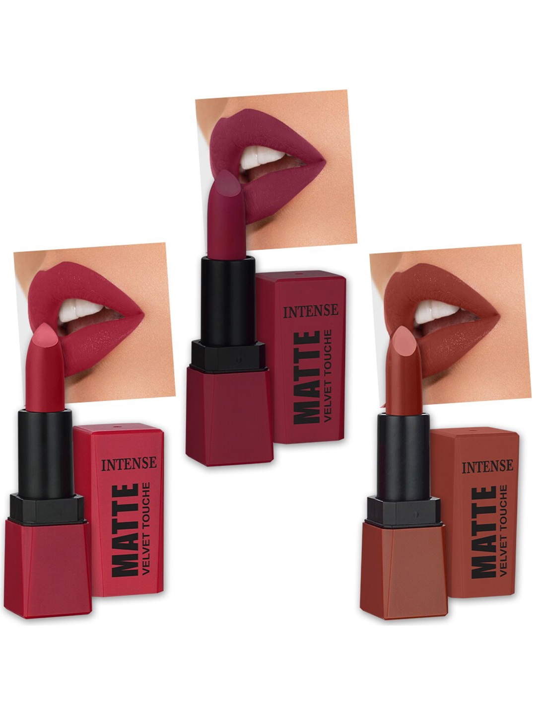 

PERPAA Sensational Matte Intense Velvet Touche Set Of 3 Lipsticks - 3.5 g Each, Maroon