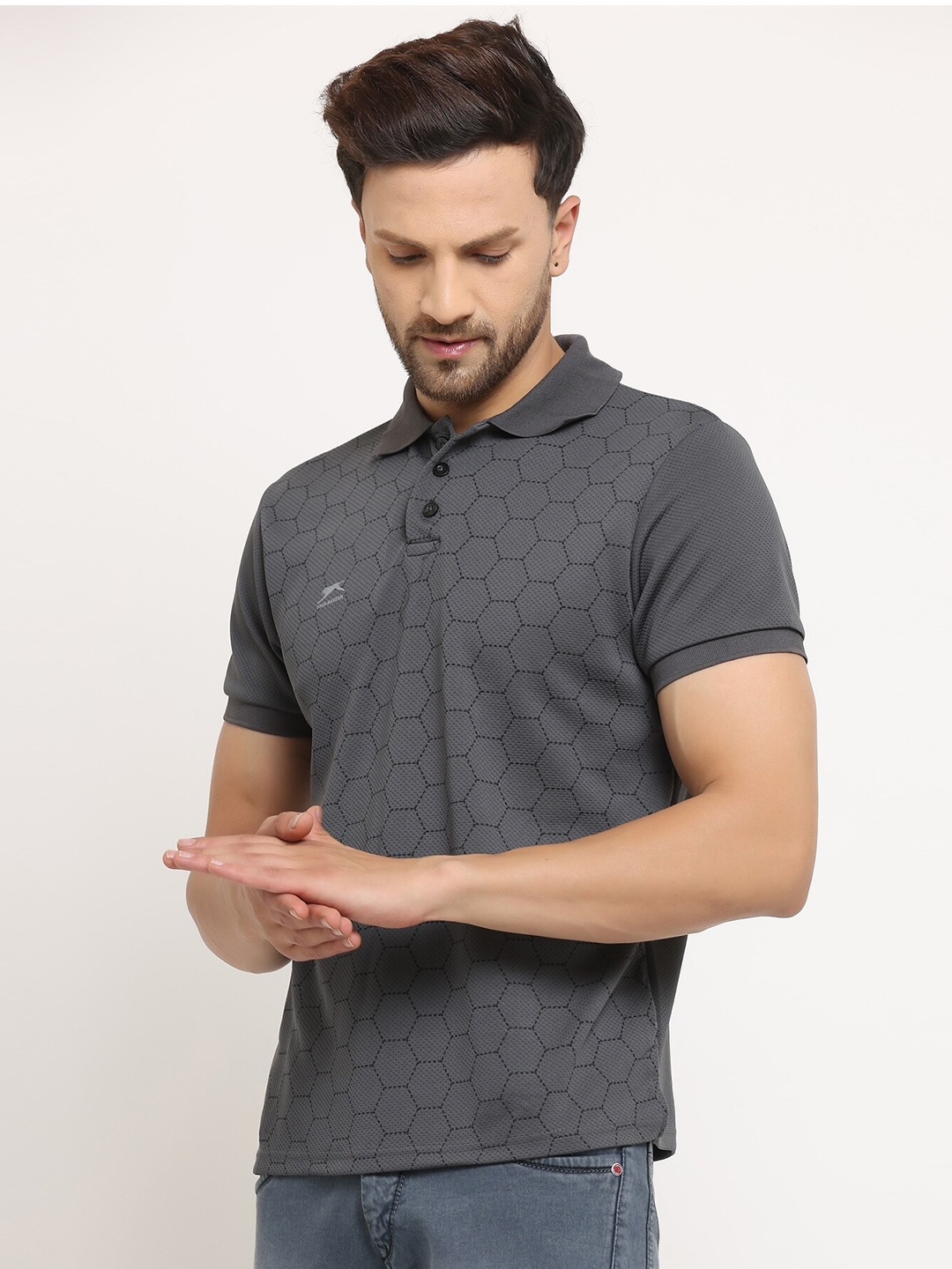 

Shiv Naresh Men Printed Cotton T-shirt, Grey